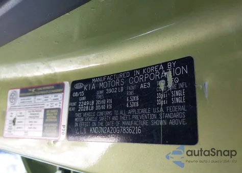 2016 Kia Soul from USA, damaged, VIN KNDJN2A20G7836216